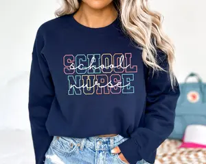 School Nurse Sweatshirt, School Nurse Hoodie, RN T-Shirt, School Nurse Gift, Back to School Shirt, School Nurse Appreciation Gift Cotton Crewneck
