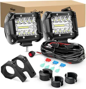 Nilight Led Pods 2PC 4Inch Triple Row Led Light Bar 60W Flood Spot Combo 6000LM Super Bright Off Road Driving Fog Light Boat Lights Work Light auto headlights auto lights high brightness