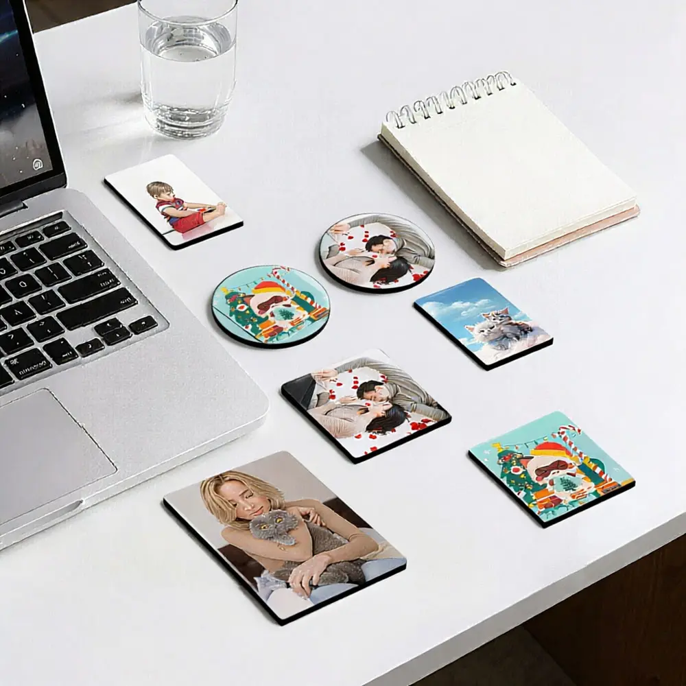 Clear Acrylic DIY Fridge Magnet Set - Blank Square Magnetic Photo Frames with Adhesive Backing, Custom Craft Kit for Kitchen, Office Home Decor