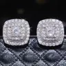 【Black Friday】Fashion Hip-Hop Synthetic Zirconia Geometric Square Stud Earrings, Unisex Trendy Jewelry for Women & Men, High-Quality Sparkling Accessories for Daily Wear