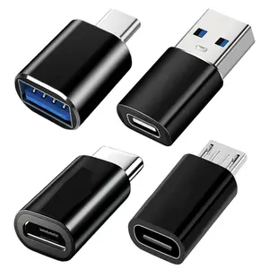 USB C Adapters 4 Pack, USB C to USB 3.0 OTG Adapter, Micro USB to USB C Adapter Compatible with MacBook Pro, iPhone 17/16/15, iPad, Samsung Galaxy, Smartphones, Laptop, PC, in Car and More