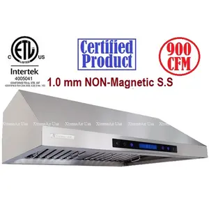 XtremeAIR Durable 36 in Under Cabinet Mount Range Hood, 900 CFM Household Items, 1.0mm Non-Magnetic Stainless Steel Kitchen Appliance, LED Lights, Baffle Filter with Grease Drain Tunnel