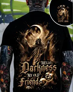 Chaosmoda Generation X Hello Darkness My Old Friend Custom Year Skull T-shirt