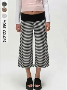 2026 Soft Stretchy Turn-Up Women's Capri Pants, American Casual Style, High Elasticity Breathable Comfort, Slimming Fit, Ideal for Daily Wear & Yoga, Lightweight, Leggings, Loungewear, Every Season, Comfy