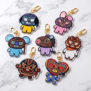 Arirang Lucha Libre Acrylic Keychain,  Boys Mexico Concert Tour, Custom Funny Wrestling Mask Kpop Bag Charm, Cute Army Gift, Borahae