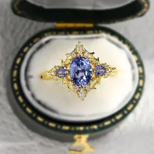 Vintage Briar Rose Oval Lab Sapphire Engagement Ring Filigree Ring