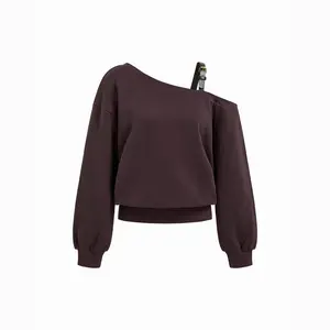 Cider Cotton-blend Asymmetrical Neck Belted Oversized Sweatshirt