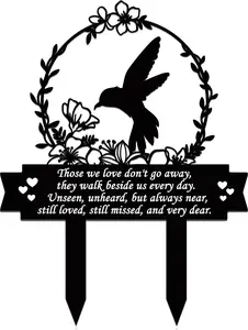 Memorial Stakes Cemetery Decorations for Grave Hummingbird Grave Marker Memorial Plaques Bird Flower  for Loss of Mother Father Outdoors Yard Garden Decor(Love Don't Go)