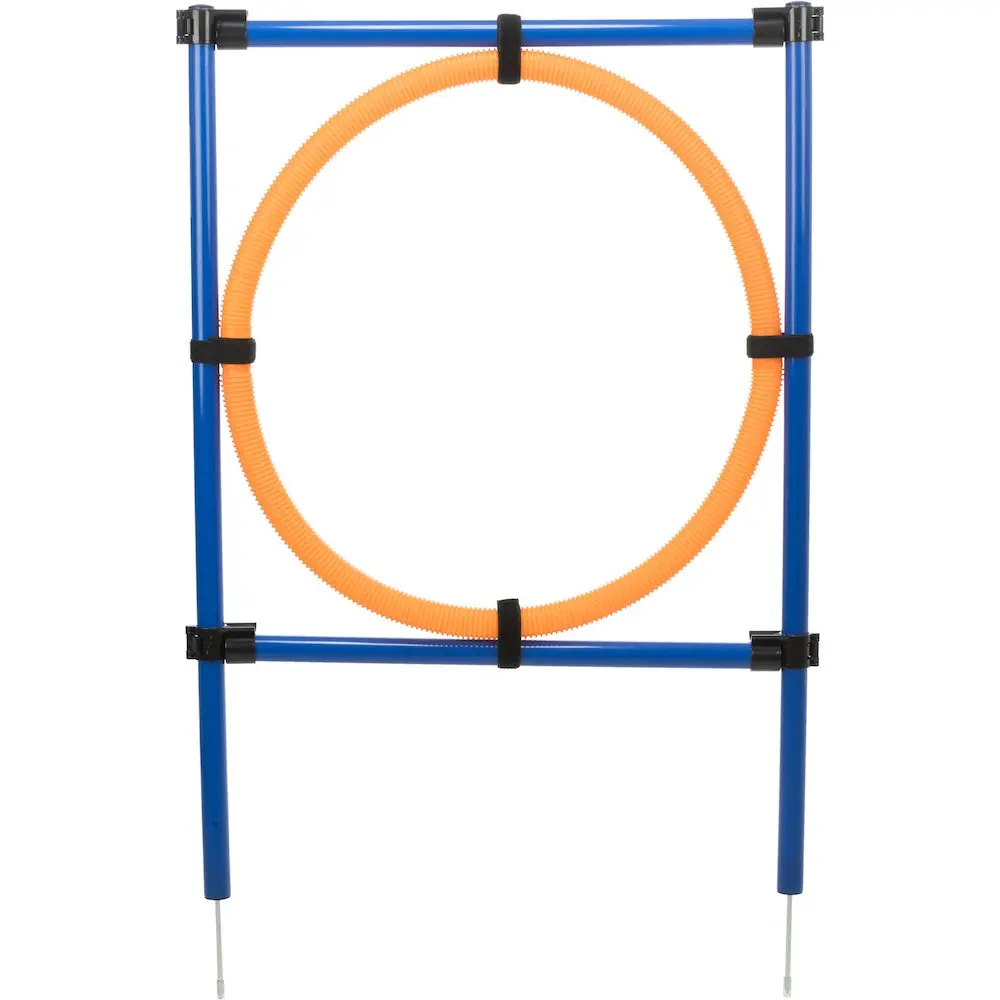Dog Agility Jumping Ring Training Set - Adjustable Height, Collapsible Hard Plastic Obstacle Equipment for Dogs, Builds Fitness & Confidence, Set Includes Bag