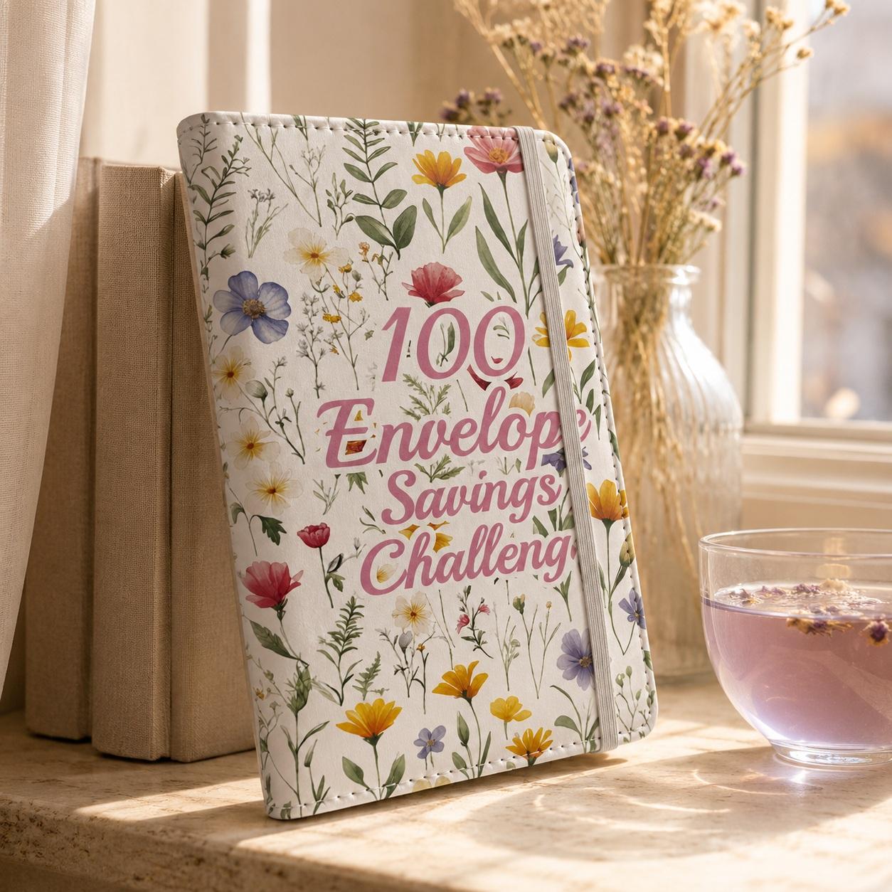 100 Envelope Challenge Binder, 100 Envelopes Money Saving Challenge Book, Cash Envelope Budget Binder with Savings Tracker and 50 PVC Sleeves, Easy Way to Save $5,050, Budget Planner
