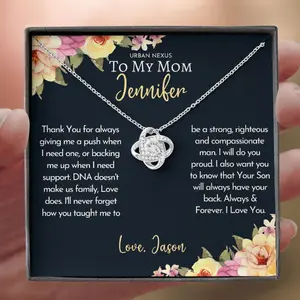 Personalized Personalized Christmas Gift for Mom, Love Knot Necklace from Son, Thoughtful Gift for Mom, Jewelry Gifts for Mom (KSM3) NVHxoasp