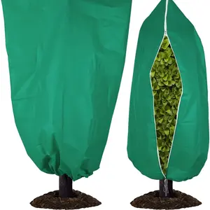 4pcs plant cover anti-freeze protection large plant frost cloth tree cover bag, suitable for outdoor winter cold weather shrub trees thimble cover with zipper and drawstring (green), Winter Wrap For Trees And Plants, Winter Snow Covers For Large Plants, C