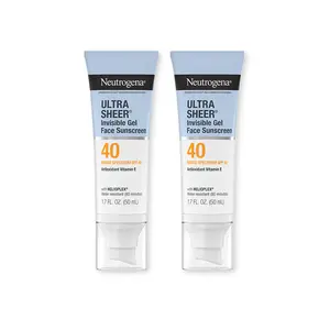 Neutrogena Ultra Sheer Invisible Gel Face SPF 40 Duo | Clear Gel Facial Sunscreen with Matte Finish