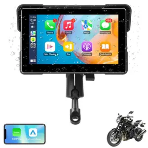 7Inch Motorcycle Carplay Screen, Wireless CarPlay & Android Auto with Design Mount Waterproof Touchscreen Supports GPS Navigation/Bluetooth Transmission/EQ