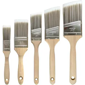 Stain  Brush Set Angled Sash and Flat Painting Brushes Assortment for Baseboards, Wall Trim, House -Ups, Cabinets and Fence Staining, Pack of 5