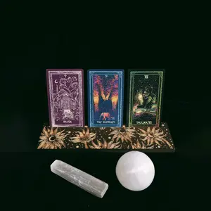 Moonflowers Wooden Cardholder (Three Cards)