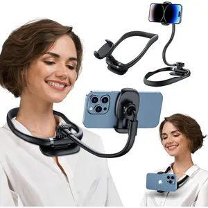 All-in-One Neck & Desk Phone Stand – Includes 2 Connection Heads | Silicone Neckband + Gooseneck | Perfect for Cooking, Crafting & Tutorial Videos
