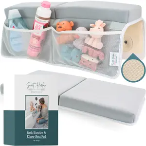 Premium Quality Bath Kneeler and Elbow Rest Pad Set - Bath Essentials Tub Kneeler & Elbow Rest - Neoprene Tub Kneeling Pad - Bath Kneeling Pad w/Storage
