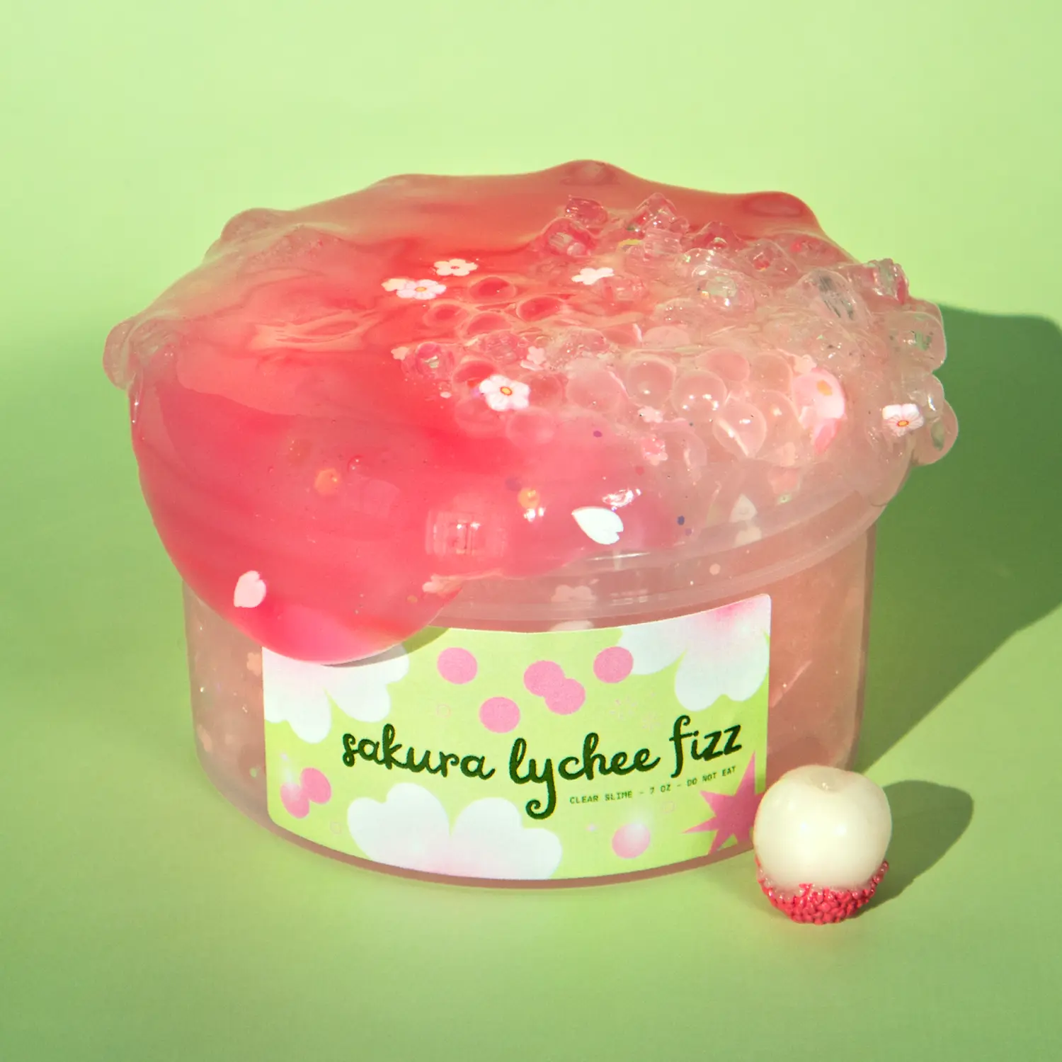 Sakura Lychee Fizz - OG Slimes 7 oz Clear Slime