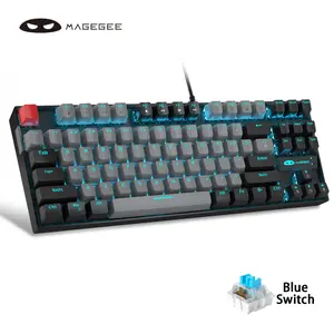 MageGee 75% Mechanical Gaming Keyboard with Brown Switch, LED White Backlit Keyboard, 87 Keys Compact TKL Wired Computer Keyboard for Windows Laptop PC Gamer
