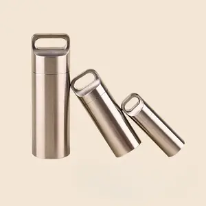 Portable Stainless Steel Small Pill Bottle, Elderly Portable Pill Case Keychain Pendant, Stainless Steel Outdoor Waterproof Container Sealed Compartment