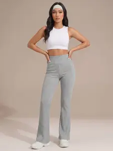 Women's High-Waisted Yoga Pants, Casual Straight Leg Ankle-Length Bottoms, Plain Design for All Seasons, Comfortable Fitted Style