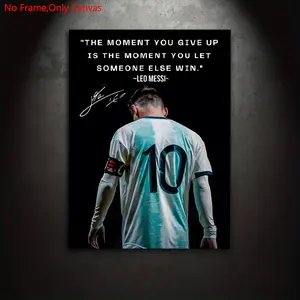 1 Piece/Set Frameless Canvas Painting Print Poster, Unframed Art Print, Classic Minimalism Motivational Realism Text Pop Art, Leo Messi Inspirational Quote, Ideal Gift for Soccer Fans, Bedroom, Study, Office, Mural, Wall Decoration, Room Decor