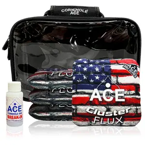 Cluster Flux USA Flag Bricks Cornhole Bag Kit | 4 Bags + Break-In Kit + Carry Case
