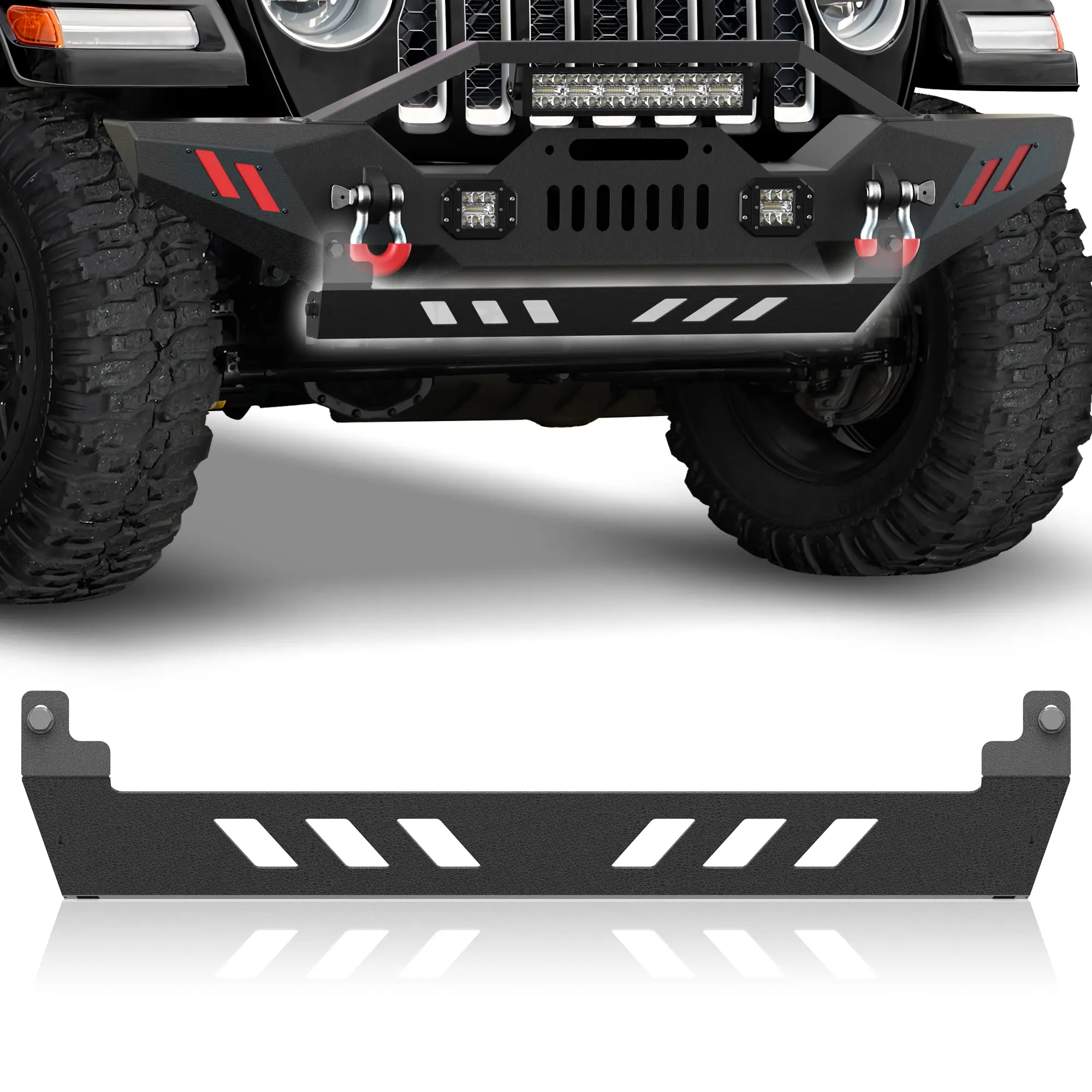 Longsun Carbon Steel Front Skid Plate Bumper Cover - Bolt-On Vehicle Protector, Low Profile Off-Road Accessory for 2007-2018 Jeep Wrangler JK/JKU Unlimited, Corrosion Resistant, Debris Shield, Optimal Ground Clearance (Not Compatible with Factory Bumpers)