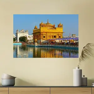 Indian Golden Temple Canvas Art Poster, Elegant Architectural Wall Decor, Waterproof Fabric Print, Perfect Gift for Home and Office, No Frame Included