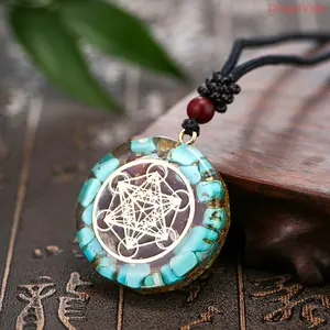 Handmade Crushed Crystal Stone Necklace, Natural Turquoise Pomegranate Stone Resin Pendant, Boho Geometric Jewelry, Artisan Mixed Gemstone Design, Unique Healing Stone Pendant, Lightweight Resin Art, Festival Bohemian Style, Perfect Gift for Women