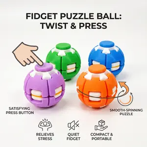 Press & Spin Fidget Ball Toy – Creative Sensory Stress Relief Gadget, Quiet Desk Decompression Toy for Focus, Anxiety Relief & Daily Relaxation, Kids & Adults Gift