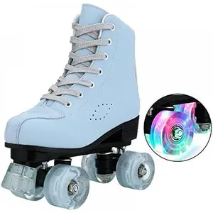 Women's Girls SkyBlue Frosted Material Classic High-top Roller Skates for Beginner, Indoor Outdoor Use