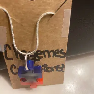 Resin puzzle piece necklace!