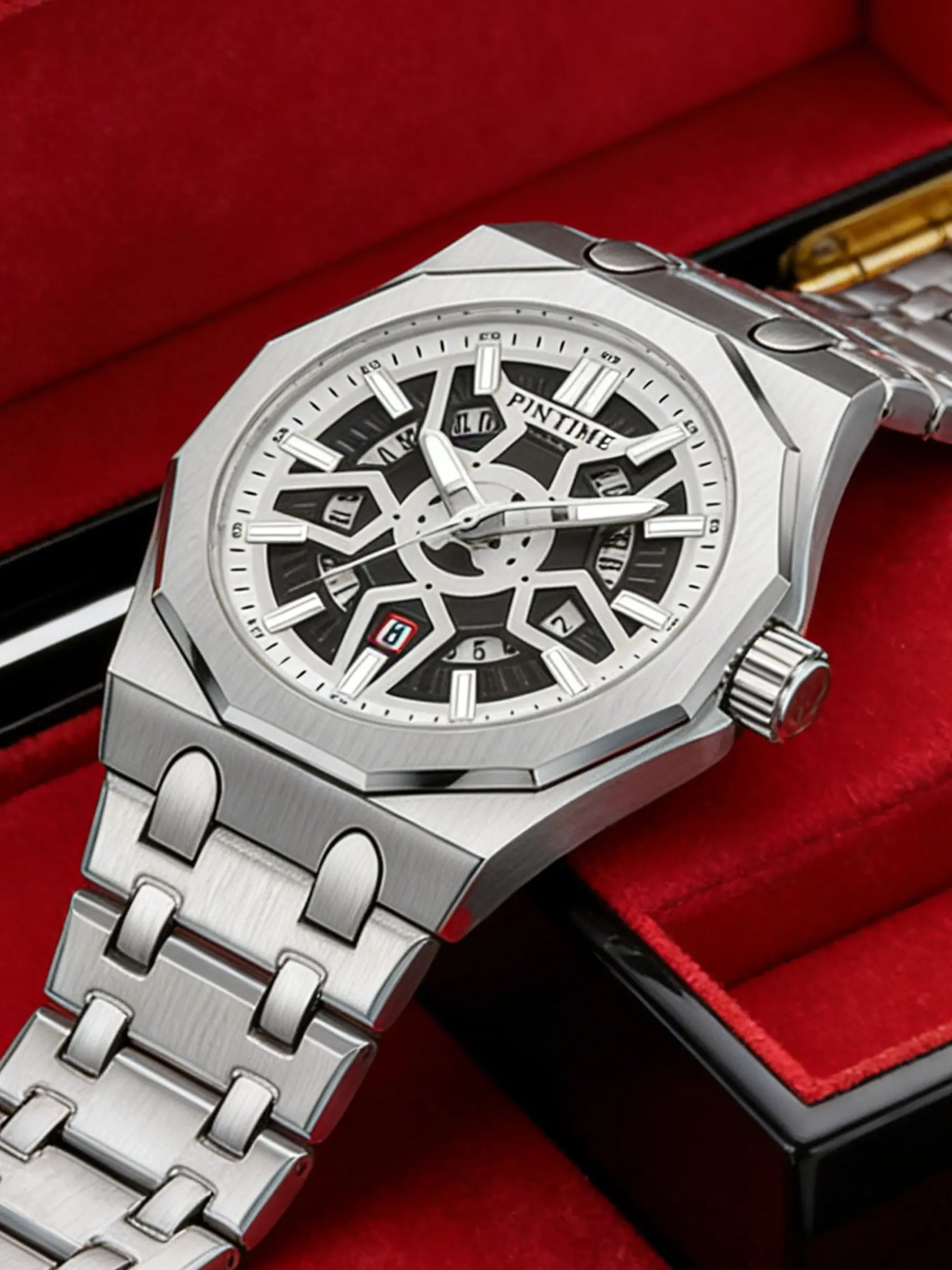 Men's Quartz Watch, Samurai Design, Luminous Analog Dial, Business Calendar, All-Season Wear, Stylish and Versatile, Irregular Shaped Watch