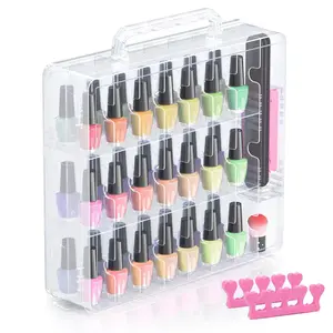 Nail polish organizer 48 bottles transparent nail polish holder with adjustable divider gel nail polish storage double side nail polish organizer case for storage display