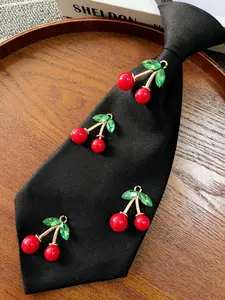 Handmade Original Cherry Bow Tie, Adjustable, Casual Style, Suitable for Travel, Parties, Festivals, Pure Color Business Look, Unique Cherry Design