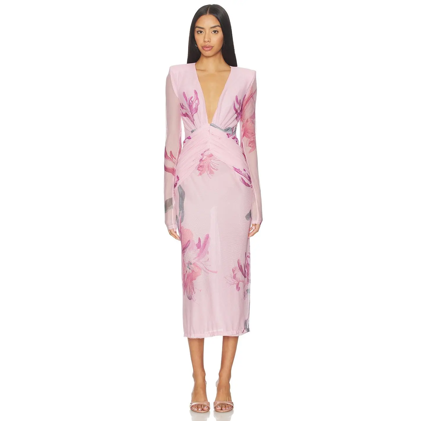 PatBO Honey Flower Tulle Midi Dress in Pink - TikTok Shop