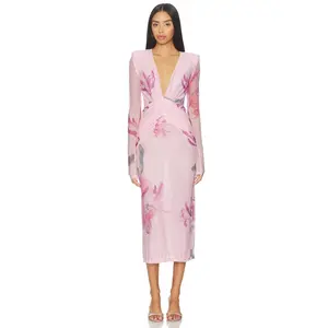 PatBO Honey Flower Tulle Midi Dress in Pink