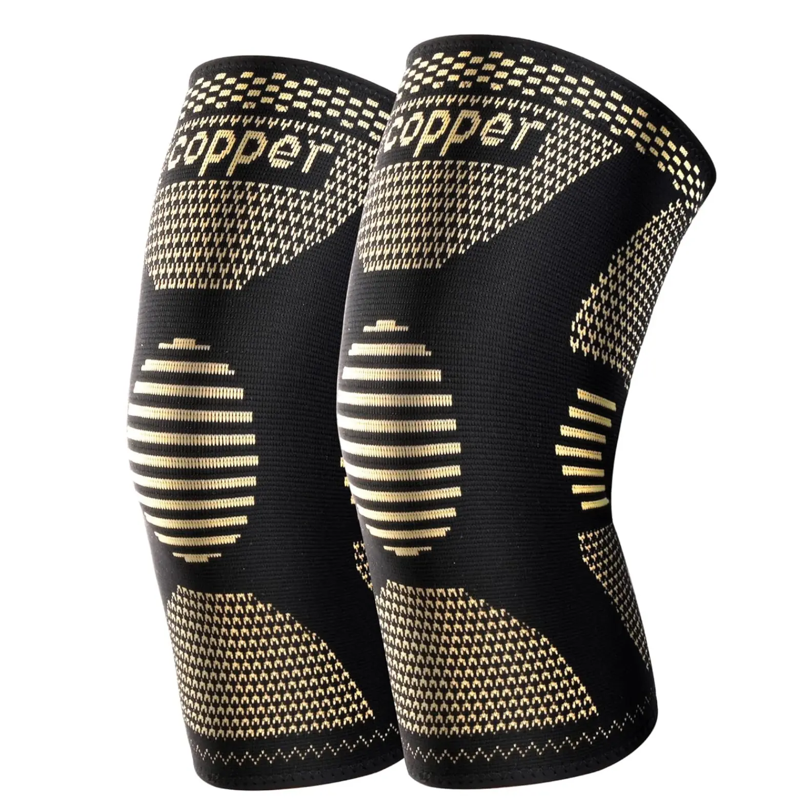 2-Pack Copper Knee Sleeves - 3D Knit Compression, Breathable Support for Weight Lifting, Daily Wear, Sports Protection