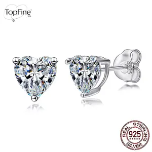 S925 Sterling Silver Heart - Shaped Cubic Zirconia Stud Earrings for Women，Simple Fashion Premium Mother'S Day Jewelry Engagement Gift Christmas Thanksgiving Gift, Holiday Gift , Special Occasion Jewelry, Minimalist Design, French Style Jewelry
