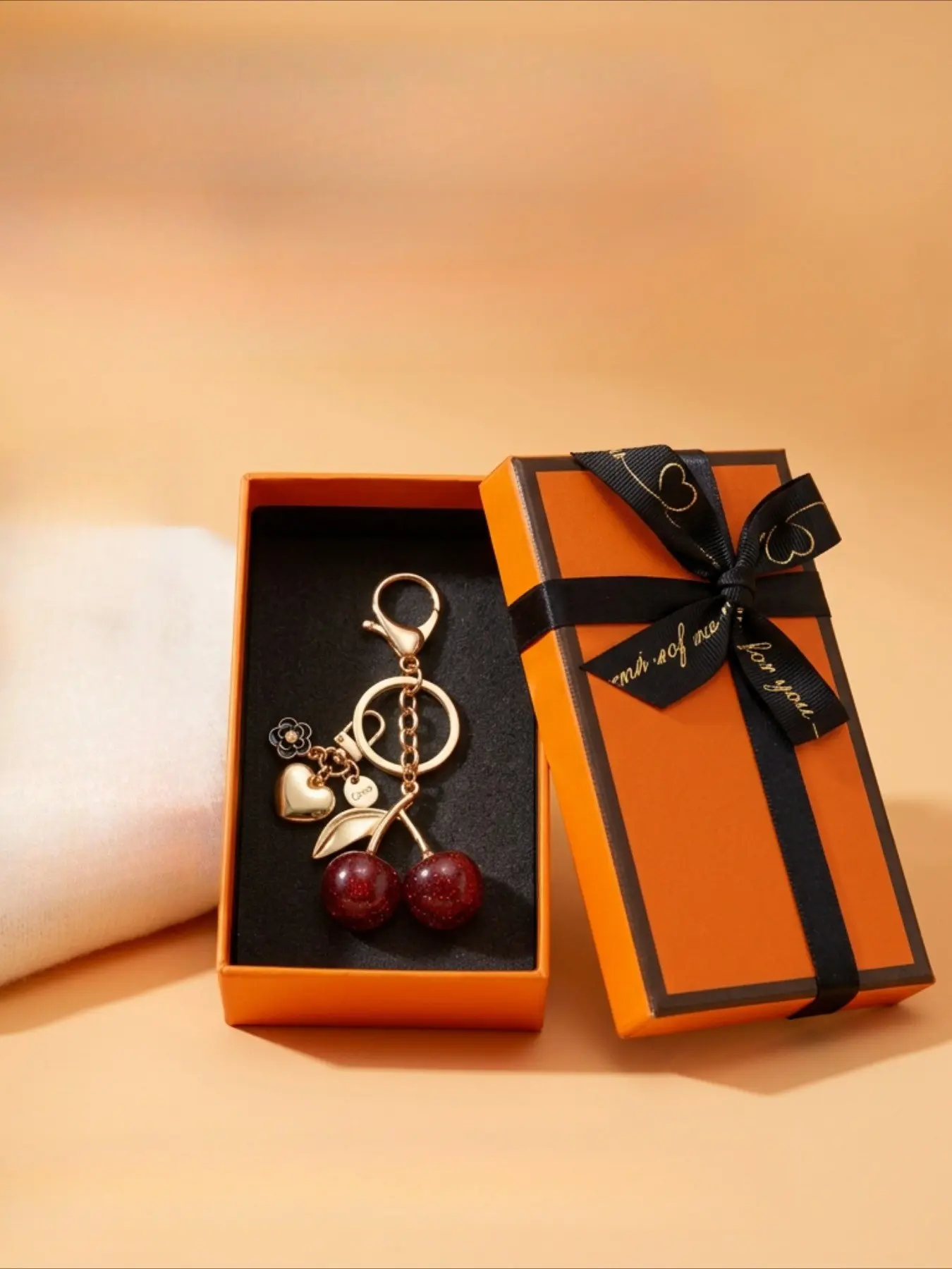 Sweet Countryside Style 2-in-1 Pendant - Sparkling Cherry & Floral Charm for Bag or Keys, Bag Accessories, Bag Charms, Bag Charms For Handbags