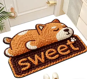 Woof Harbors mat - Cartoon Faux Knit Diatomaceous Earth Bath Mat - Super Absorbent Non-Slip Bathroom Rug, Qu