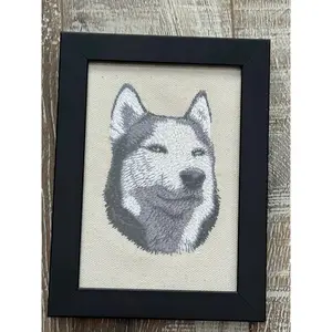 Husky Dog Machine Embroidered and Framed! Unique Canine Charm Tabletop Decor for Home or Office! Other Designs and Breeds Available! Desktop Decoration Signs