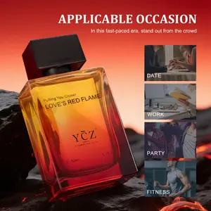 YCZ Love's Red Flame Eau de Parfum 50ml - Spicy Woody Fragrance with Jasmine Heart Top Notes Lemon Pineapple Bergamot Blackcurrant Apple Bold Confident Scent