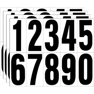 Reflective Number Stickers, 4 Sets 4 Inch Vinyl  Black Mailbox Numbers for Outside,  Self-Adhesive House Numbers Decals for Mailbox Door Signs