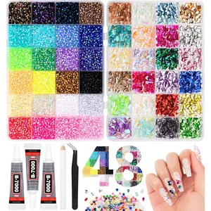 40000Pcs 48-Color Resin Jelly Rhinestones Kit, 3mm Resin Jelly Rhinestones and Multi Shape Size Crystal Art for Crafting Nail Art DIY Arts Crafts Gifts