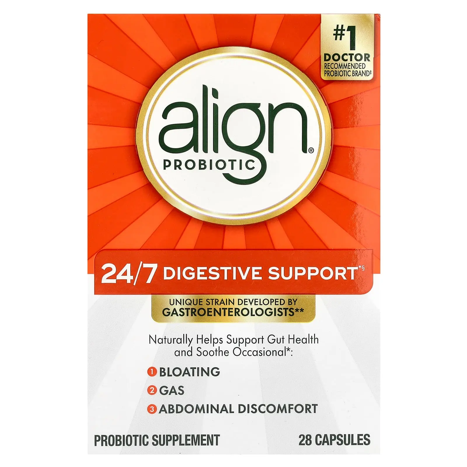 Align Probiotics 24/7 Digestive Support, Probiotic Supplement, 28 Capsules