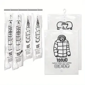 Vacuum Closure Storage Bag And Hanging Clothes Hanger, Space Saving Compressed Bag For Wardrobe