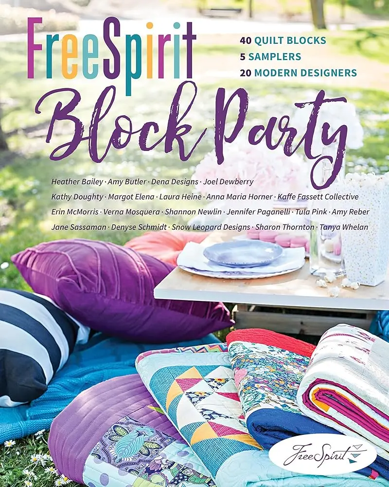 FreeSpirit Block Party Craft Book - Amy Butler’s Guide with 40 Quilt Blocks, 5 Sampler-Quilt Projects, 20 Modern Designers for Crafts & DIY Lifestyle Hobbies